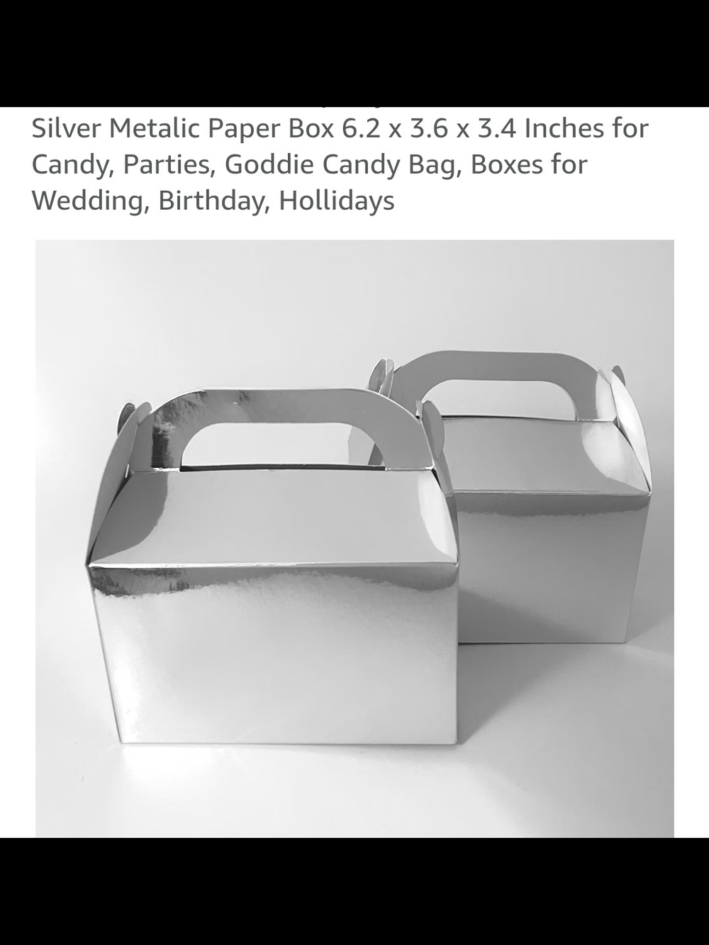 Silver Metallic Party Favor Boxes with Handle - Silver 24 Ct